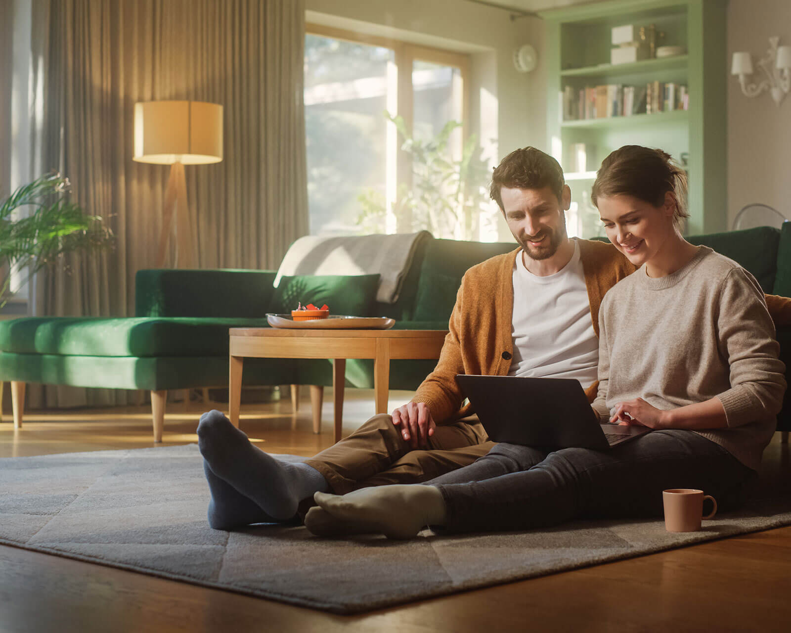 couple enjoying home internet